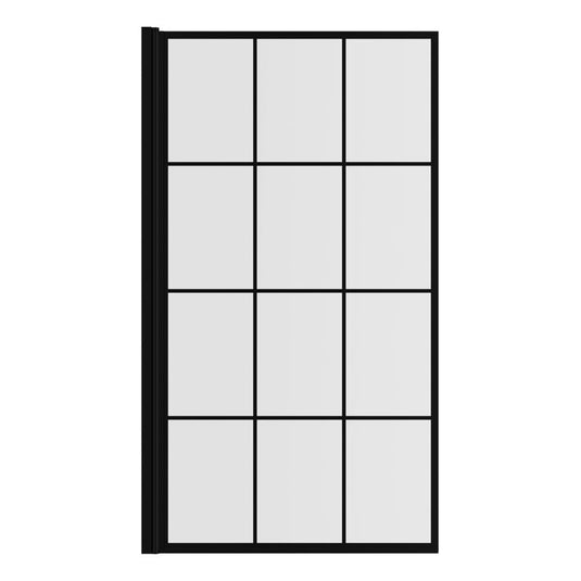 Ruby 800x1400mm Square Grid Bath Screen (6mm) Black | RUBY111430 - Envy Bathrooms Ltd