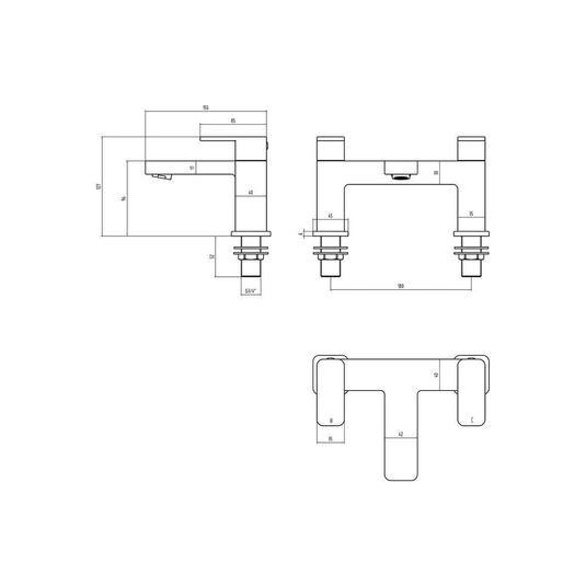 Ruby Arlo Bath Filler - Chrome - RUBY105783 - Envy Bathrooms Ltd
