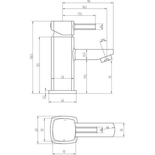 Ruby Atlas Basin Mixer - Chrome - RUBY105706 - Envy Bathrooms Ltd