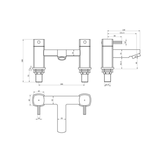 Ruby Atlas Bath Filler - Chrome - RUBY105710 - Envy Bathrooms Ltd