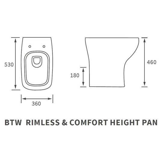 Ruby Bailey Rimless Comfort Height Back To Wall WC & Wrapover Soft Close Seat - RUBY108882