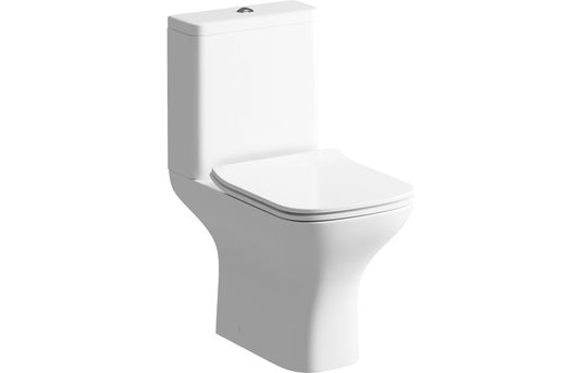 Ruby Bailey Rimless Comfort Height Close Coupled Open Back WC & Slim Soft Close Seat - RUBY108884 - Envy Bathrooms Ltd