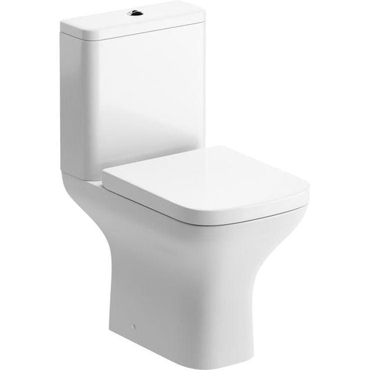 Ruby Bailey Rimless Comfort Height Close Coupled Open Back WC & Wrapover Soft Close Seat - RUBY108885 - Envy Bathrooms Ltd
