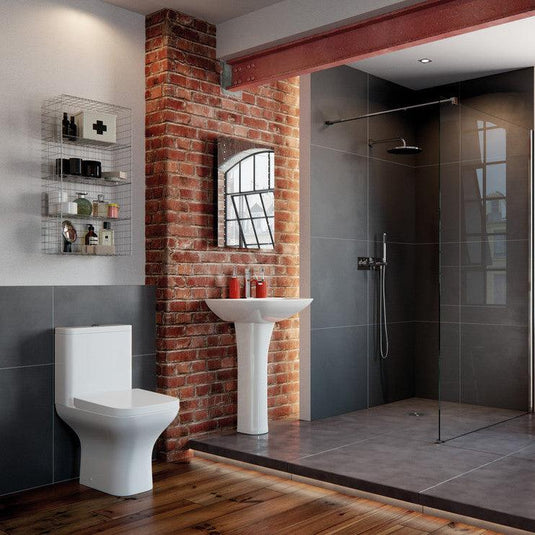 Ruby Bailey Rimless Short Projection Close Coupled Open Back WC & Slim Soft Close Seat - RUBY1857 - Envy Bathrooms Ltd