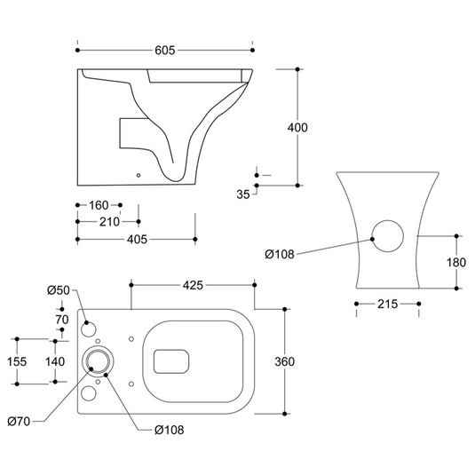 Ruby Bailey Short Projection Close Coupled Fully Shrouded WC & Slim Soft Close Seat - RUBY100527