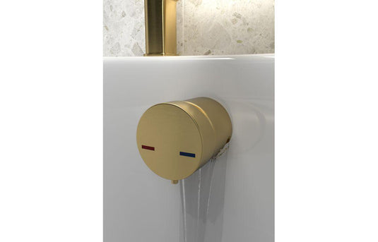 Ruby Bath Overflow Filler w/Integrated Valve - Brushed Brass - RUBY108978 - Envy Bathrooms Ltd