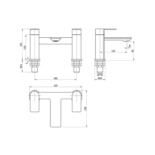 Ruby Baxter Bath Filler - Chrome - RUBY105756 - Envy Bathrooms Ltd