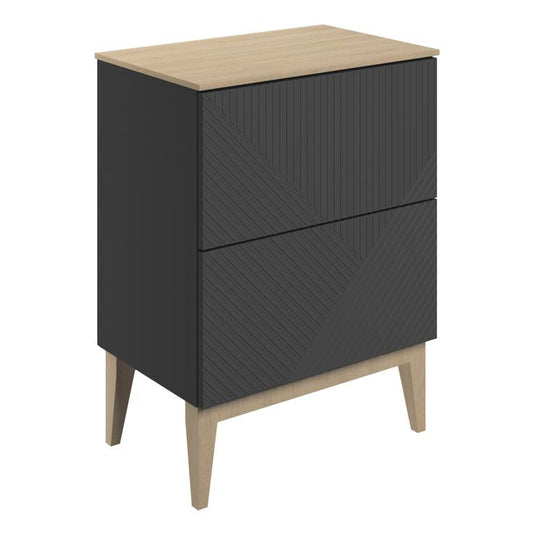 Ruby Bear 610mm Floor Standing 2 Drawer Basin Unit & Maple Oak Effect Worktop - Matt Graphite Grey - RUBY108504 - Envy Bathrooms Ltd