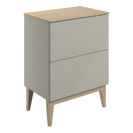 Ruby Bear 610mm Floor Standing 2 Drawer Basin Unit & Maple Oak Effect Worktop - Matt Oat - RUBY108503 - Envy Bathrooms Ltd