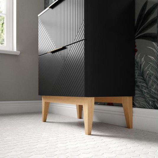 Ruby Bear 615mm Floor Standing 2 Drawer Basin Unit & Basin - Matt Graphite Grey - RUBY108498 - Envy Bathrooms Ltd