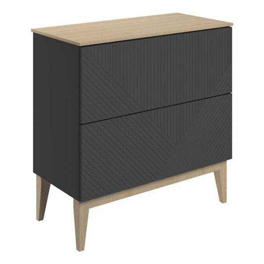Ruby Bear 810mm Floor Standing 2 Drawer Basin Unit & Maple Oak Effect Worktop - Matt Graphite Grey - RUBY108507 - Envy Bathrooms Ltd