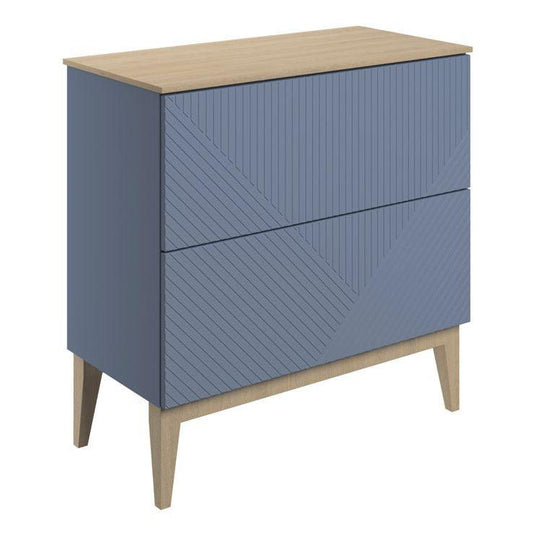 Ruby Bear 810mm Floor Standing 2 Drawer Basin Unit & Maple Oak Effect Worktop - Matt Smoke Blue - RUBY108505 - Envy Bathrooms Ltd