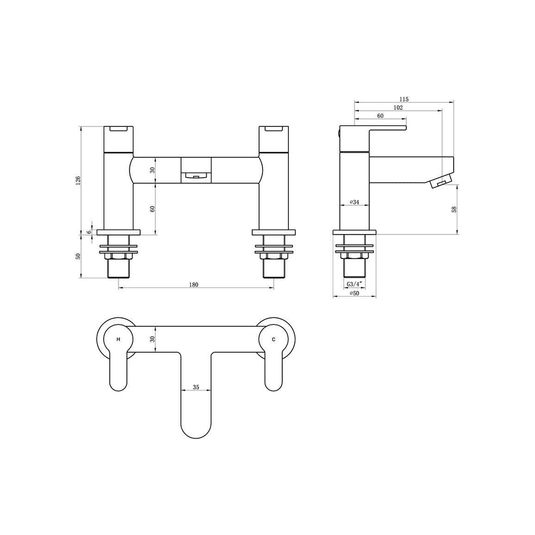 Ruby Bear Bath Filler - Chrome - RUBY105724 - Envy Bathrooms Ltd