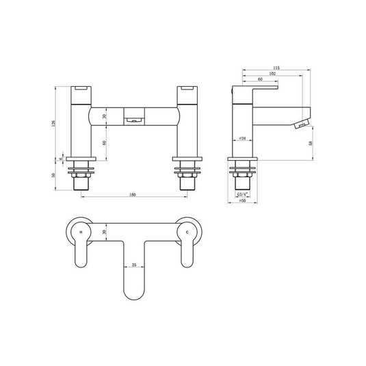 Ruby Bear Bath Filler - Chrome - RUBY105724