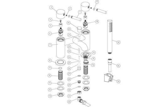 Ruby Bear Bath/Shower Mixer & Bracket - Brushed Brass - RUBY105804 - Envy Bathrooms Ltd