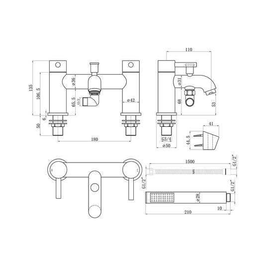 Ruby Bear Bath/Shower Mixer & Bracket - Chrome - RUBY105789 - Envy Bathrooms Ltd