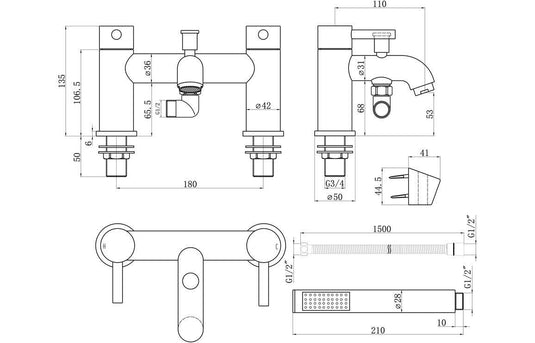 Ruby Bear Bath/Shower Mixer & Bracket - Chrome - RUBY105789 - Envy Bathrooms Ltd