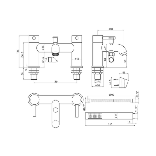 Ruby Bear Bath/Shower Mixer & Bracket - Chrome - RUBY105789