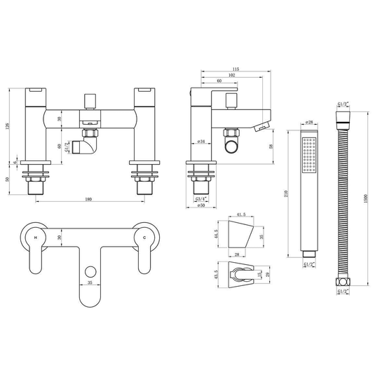 Ruby Bear Bath/Shower Mixer & Shower Kit - Chrome - RUBY105725 - Envy Bathrooms Ltd