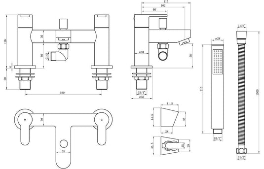 Ruby Bear Bath/Shower Mixer & Shower Kit - Chrome - RUBY105725 - Envy Bathrooms Ltd