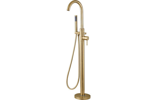 Ruby Bear Floor Standing Bath/Shower Mixer - Brushed Brass - RUBY105805 - Envy Bathrooms Ltd