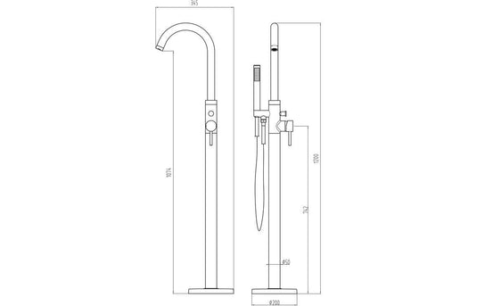 Ruby Bear Floor Standing Bath/Shower Mixer - Brushed Brass - RUBY105805 - Envy Bathrooms Ltd