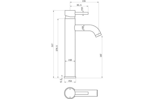 Ruby Bear Tall Basin Mixer - Brushed Brass - RUBY105806 - Envy Bathrooms Ltd