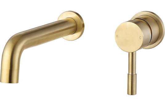 Ruby Bear Wall Mounted Basin Mixer - Brushed Brass - RUBY105802 - Envy Bathrooms Ltd