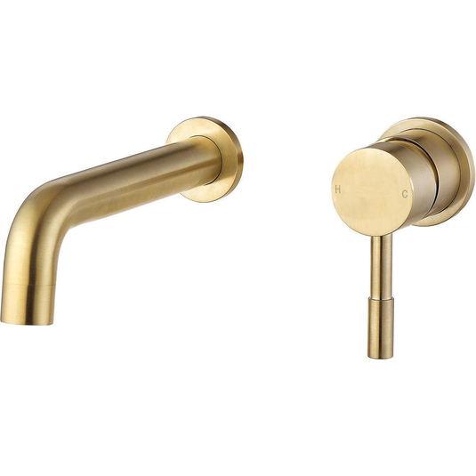 Ruby Bear Wall Mounted Basin Mixer - Brushed Brass - RUBY105802