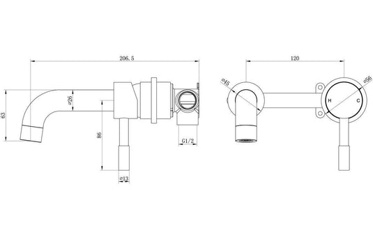 Ruby Bear Wall Mounted Basin Mixer - Brushed Brass - RUBY105802 - Envy Bathrooms Ltd