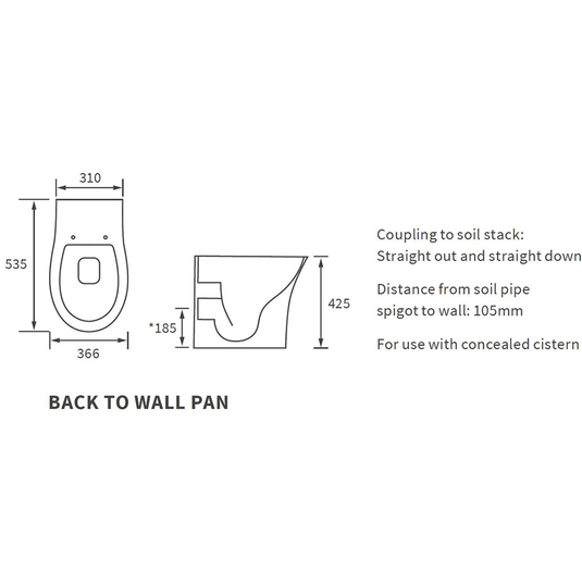 Ruby Bella Rimless Back To Wall WC & Soft Close Seat - RUBY100525 - Envy Bathrooms Ltd