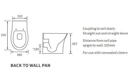 Ruby Bella Rimless Back To Wall WC & Soft Close Seat - RUBY100525 - Envy Bathrooms Ltd