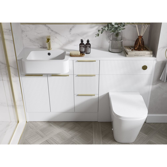 Ruby Benji 1542mm Basin / WC & 3 Drawer Unit Pack (RH) - Matt White - RUBY107102 - Envy Bathrooms Ltd