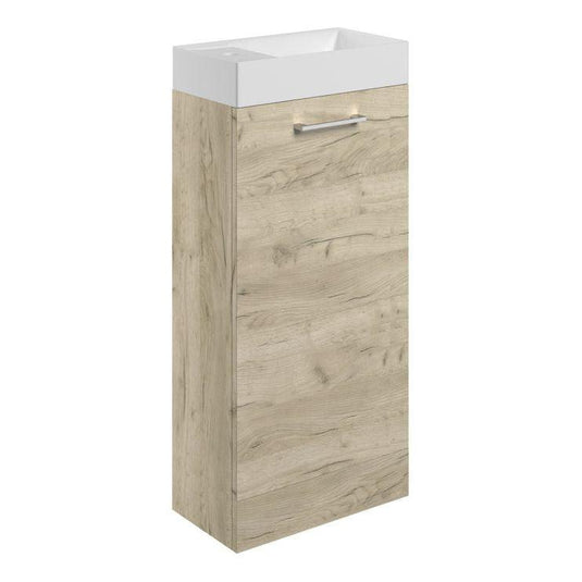 Ruby Bentley 410mm Floor Standing 1 Door Basin Unit & Basin - Oak - RUBY107485 - Envy Bathrooms Ltd