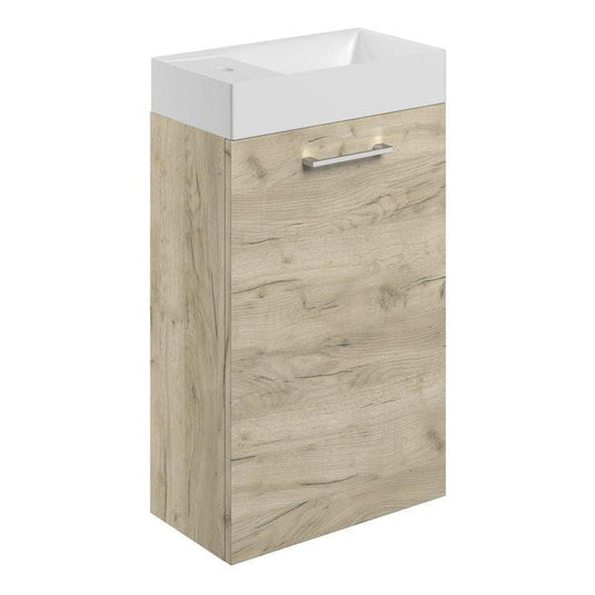 Ruby Bentley 410mm Wall Hung 1 Door Basin Unit & Basin - Oak - RUBY107489 - Envy Bathrooms Ltd