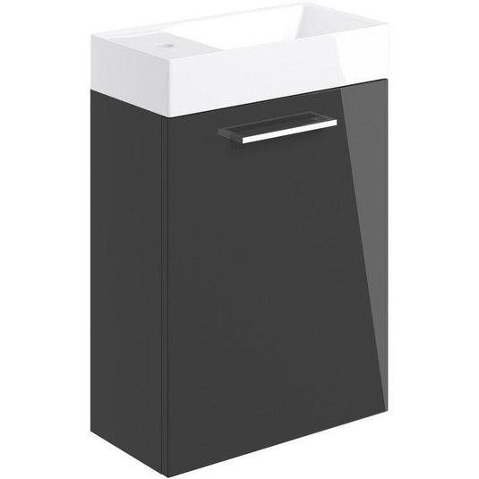 Ruby Bentley 410mm Wall Hung 1 Door Basin Unit & Basin - Anthracite Gloss - RUBY103319 - Envy Bathrooms Ltd