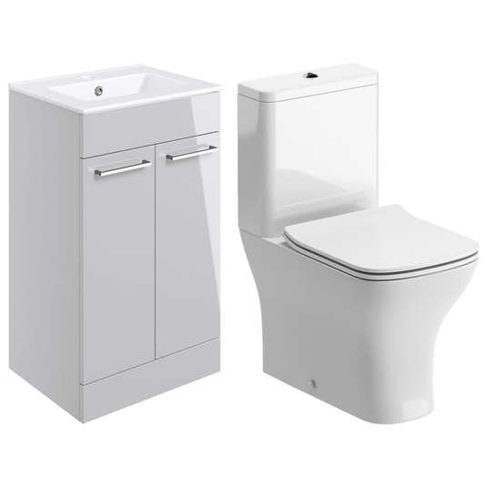 Ruby Bentley 510mm Floor Standing Unit & Close Coupled WC Pack - Grey Gloss - RUBY109077 - Envy Bathrooms Ltd