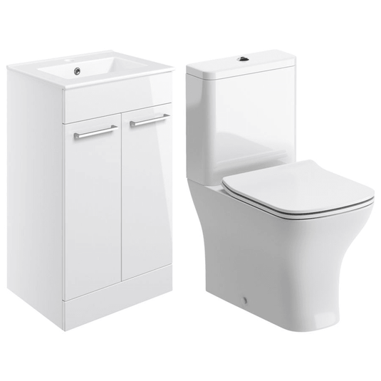 Ruby Bentley 510mm Floor Standing Unit & Close Coupled WC Pack - White Gloss - RUBY109076 - Envy Bathrooms Ltd