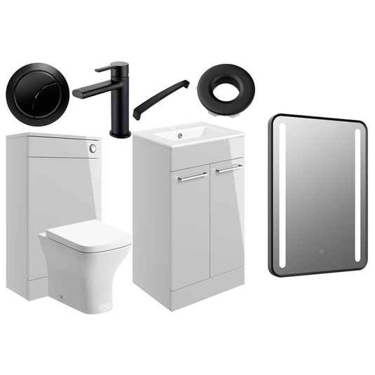 Ruby Bentley 510mm F/S Furniture Pack - Grey Gloss w/Black Finishes - RUBY108131 - Envy Bathrooms Ltd