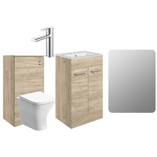 Ruby Bentley 510mm F/S Furniture Pack - Oak w/Chrome Finishes - RUBY108127 - Envy Bathrooms Ltd