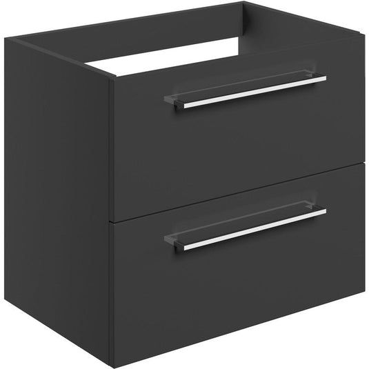 Ruby Bentley 590mm Wall Hung 2 Drawer Basin Unit (No Top) - Anthracite Gloss - RUBY106920 - Envy Bathrooms Ltd