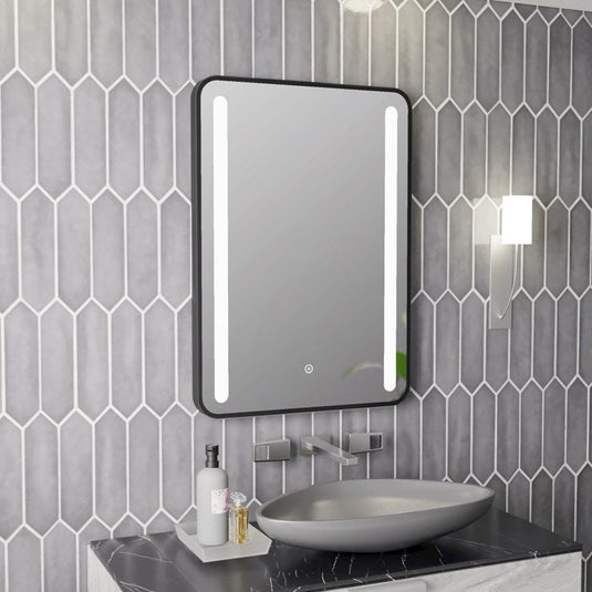 Ruby Birdie 500x700mm Rounded Front-Lit LED Mirror - Black - RUBY108103 - Envy Bathrooms Ltd