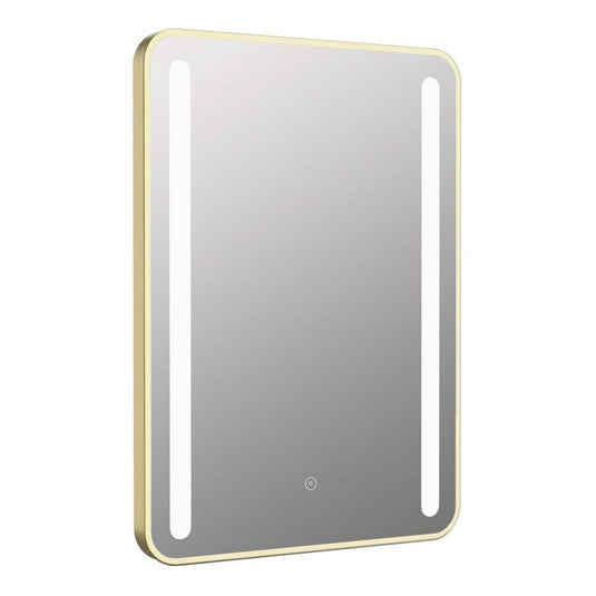 Ruby Birdie 500x700mm Rounded Front-Lit LED Mirror - Brushed Brass - RUBY108104 - Envy Bathrooms Ltd