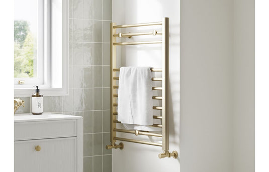 Ruby Bonnie Straight 30mm Ladder Radiator (500x1200x30mm) - Brushed Brass - RUBY108791 - Envy Bathrooms Ltd