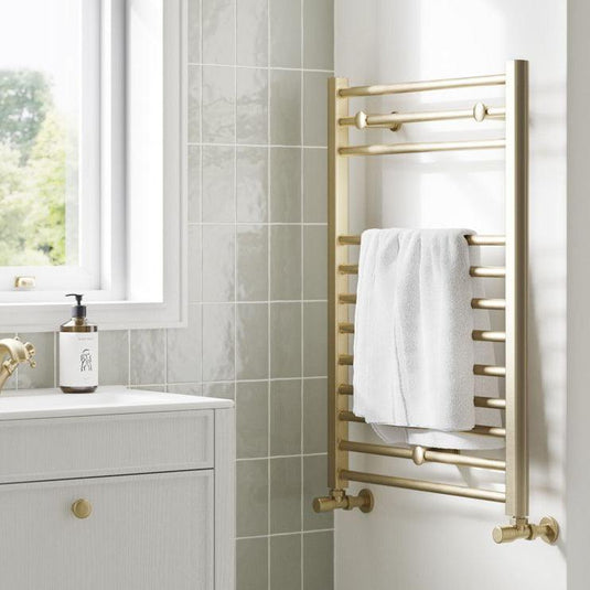Ruby Bonnie Straight 30mm Ladder Radiator (500x800x30mm) - Brushed Brass - RUBY108790 - Envy Bathrooms Ltd