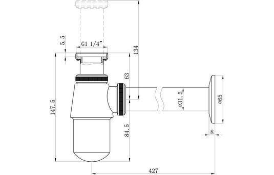 Ruby Bottle Trap - Chrome - RUBY105685 - Envy Bathrooms Ltd