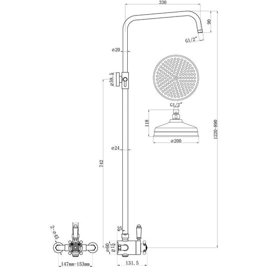 Ruby Brody Shower Pack Two - Concentric Single Outlet Shower Valve & Overhead Kit - Chrome - RUBY105834 - Envy Bathrooms Ltd