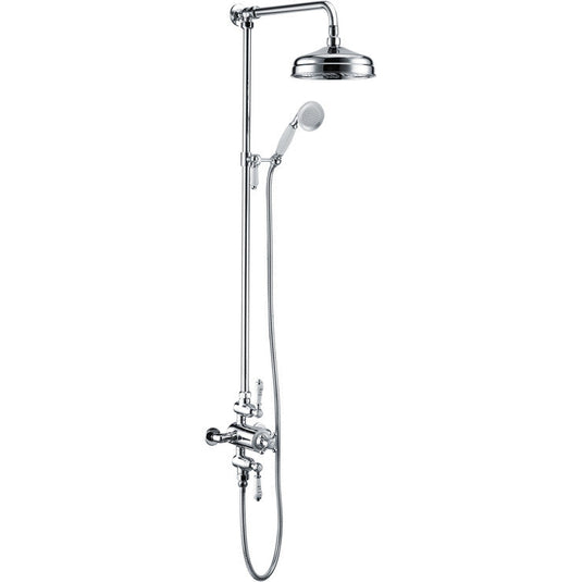 Ruby Brody Traditional Exposed Two Outlet Shower Valve w/Riser Kit & Overhead - Chrome - RUBY105885 - Envy Bathrooms Ltd