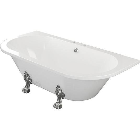 Ruby Cali Freestanding Back To Wall 1700x800x600mm 2TH Bath w/Feet - White - RUBY102813