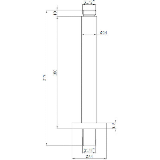 Ruby Ceiling Arm - Matt Black - RUBY106789 - Envy Bathrooms Ltd